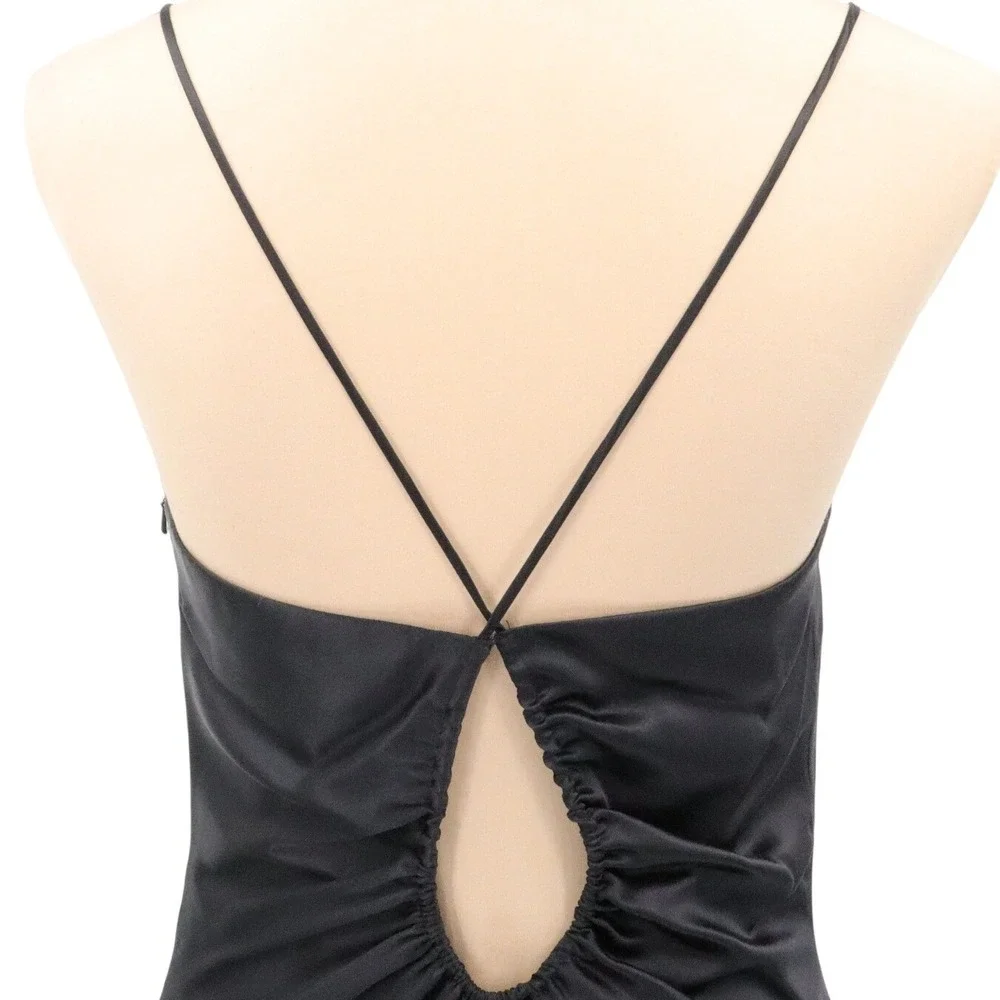 Rimini by‎ Shaw Silk Midi Slip Dress Cowl Neck Black Size 8 - Picture 6 of 10